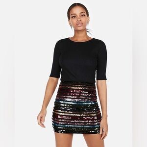 Express Multicolor Sequin Mini Skirt